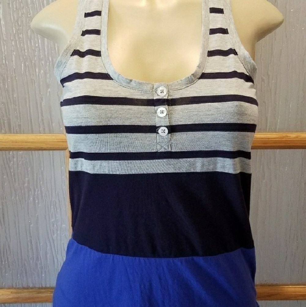 GAP Knit Blue & Gray Button Racerback Tank - Picture 4 of 8